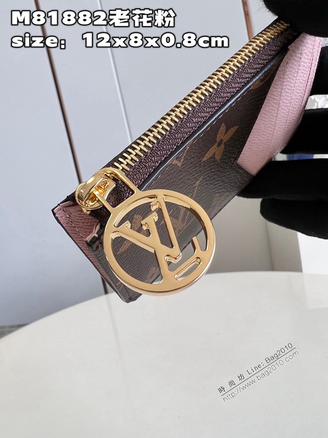 LV專櫃2023新款Romy名片夾 M81882老花粉 路易威登男女款拉鏈零錢卡包 dn1283